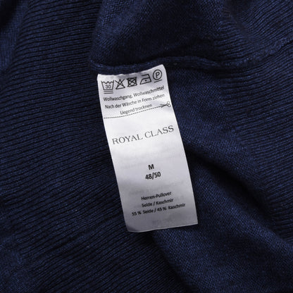 Royal Class Silk-Cashmere V-Neck Sweater Size M 48/50 ca. 54cm - Blue