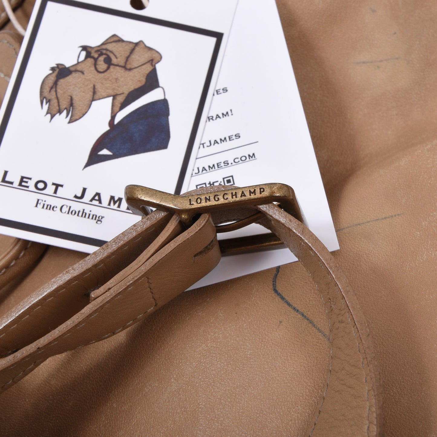 Vintage Longchamp Paris Leather Bucket Bag - Tan/Beige