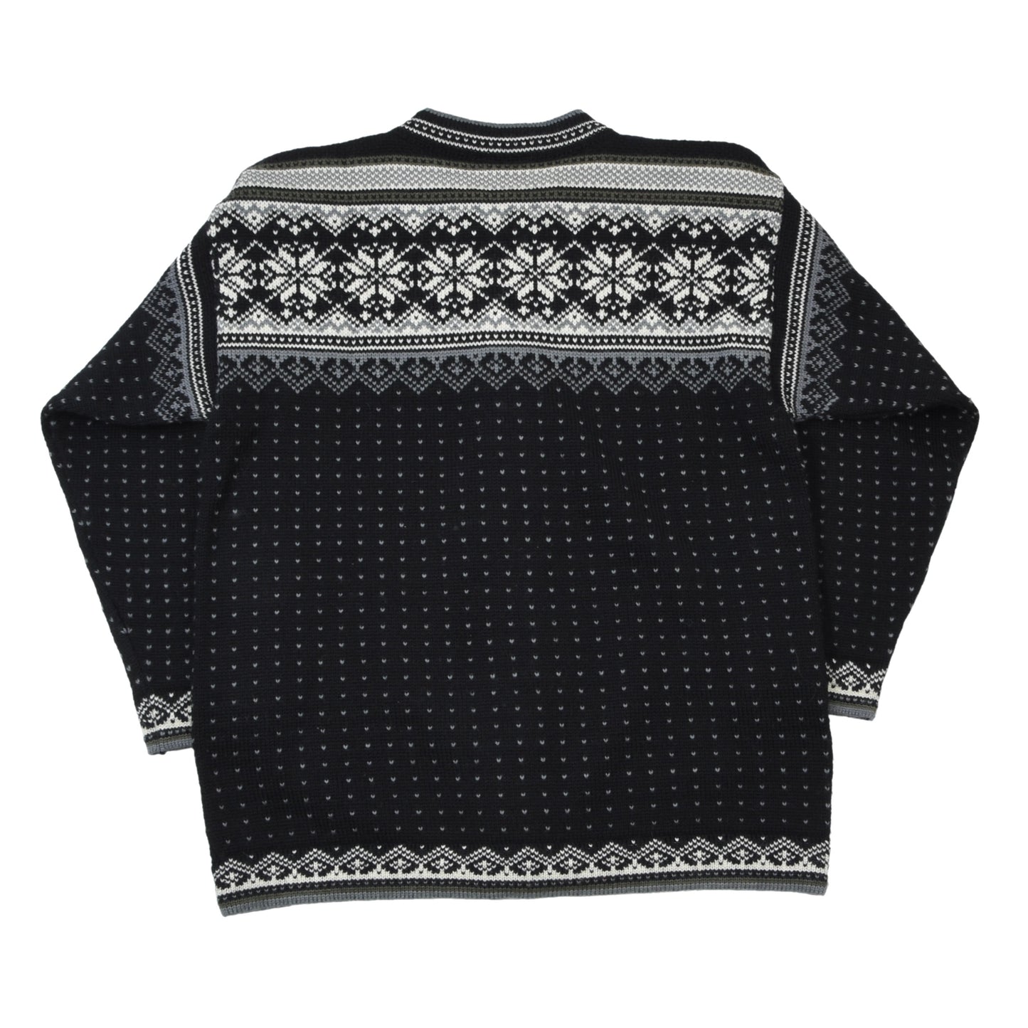 Skjaeveland Wool Norwegian Cardigan Sweater Size M - Black Fair Isle