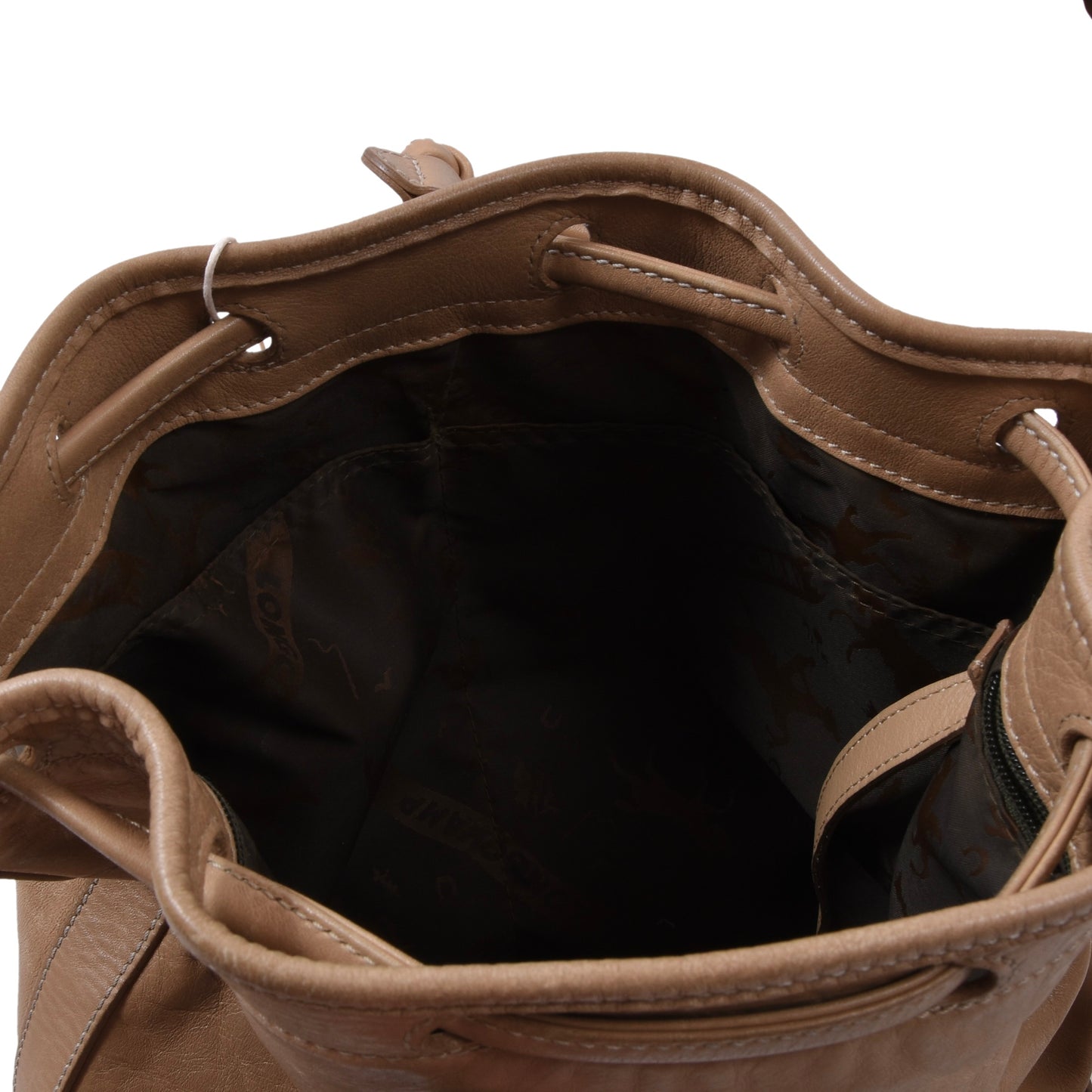 Vintage Longchamp Paris Leather Bucket Bag - Tan/Beige