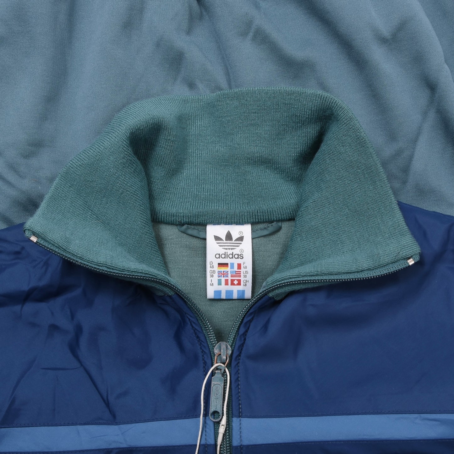 Vintage Adidas Trainingsjacke, Größe D48, ca. 55,5 cm – Türkis