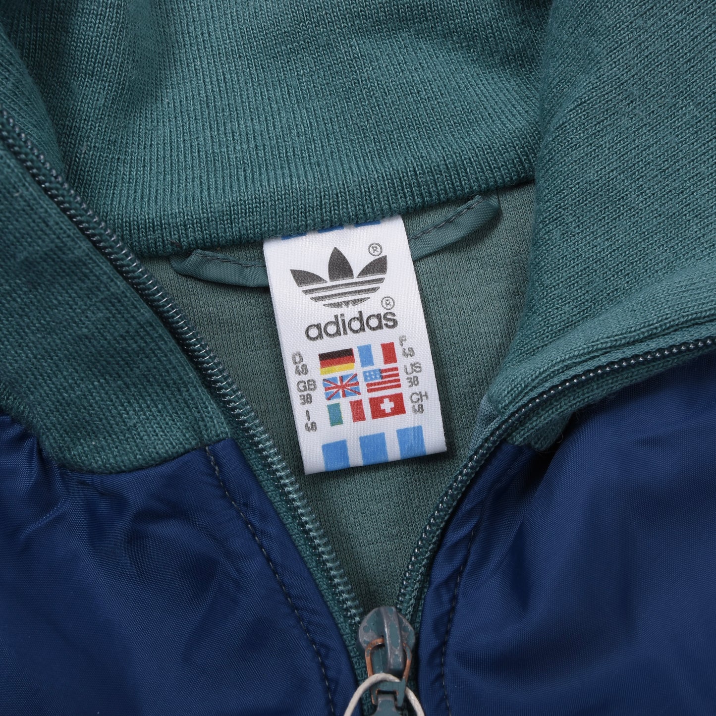 Vintage Adidas Trainingsjacke, Größe D48, ca. 55,5 cm – Türkis