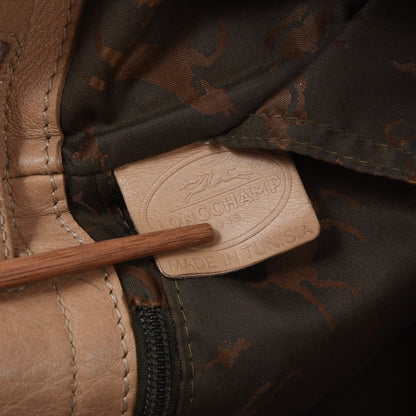 Vintage Longchamp Paris Leather Bucket Bag - Tan/Beige