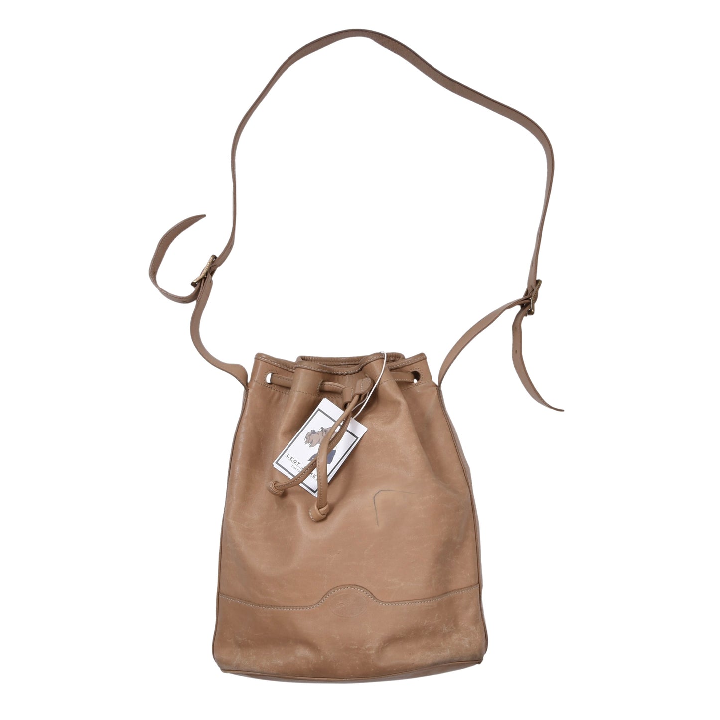 Vintage Longchamp Paris Leather Bucket Bag - Tan/Beige