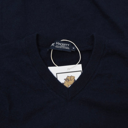 Hackett London Wool-Silk-Cashmere Sweater Size M ca. 48.5cm - Navy Blue