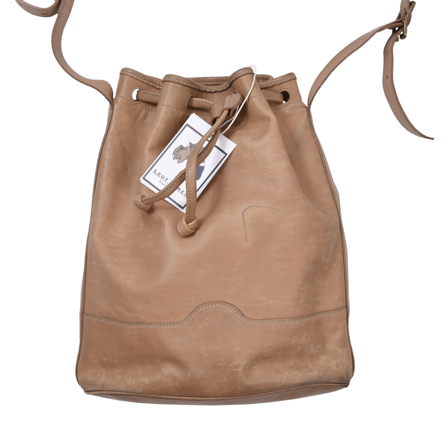 Vintage Longchamp Paris Leather Bucket Bag - Tan/Beige