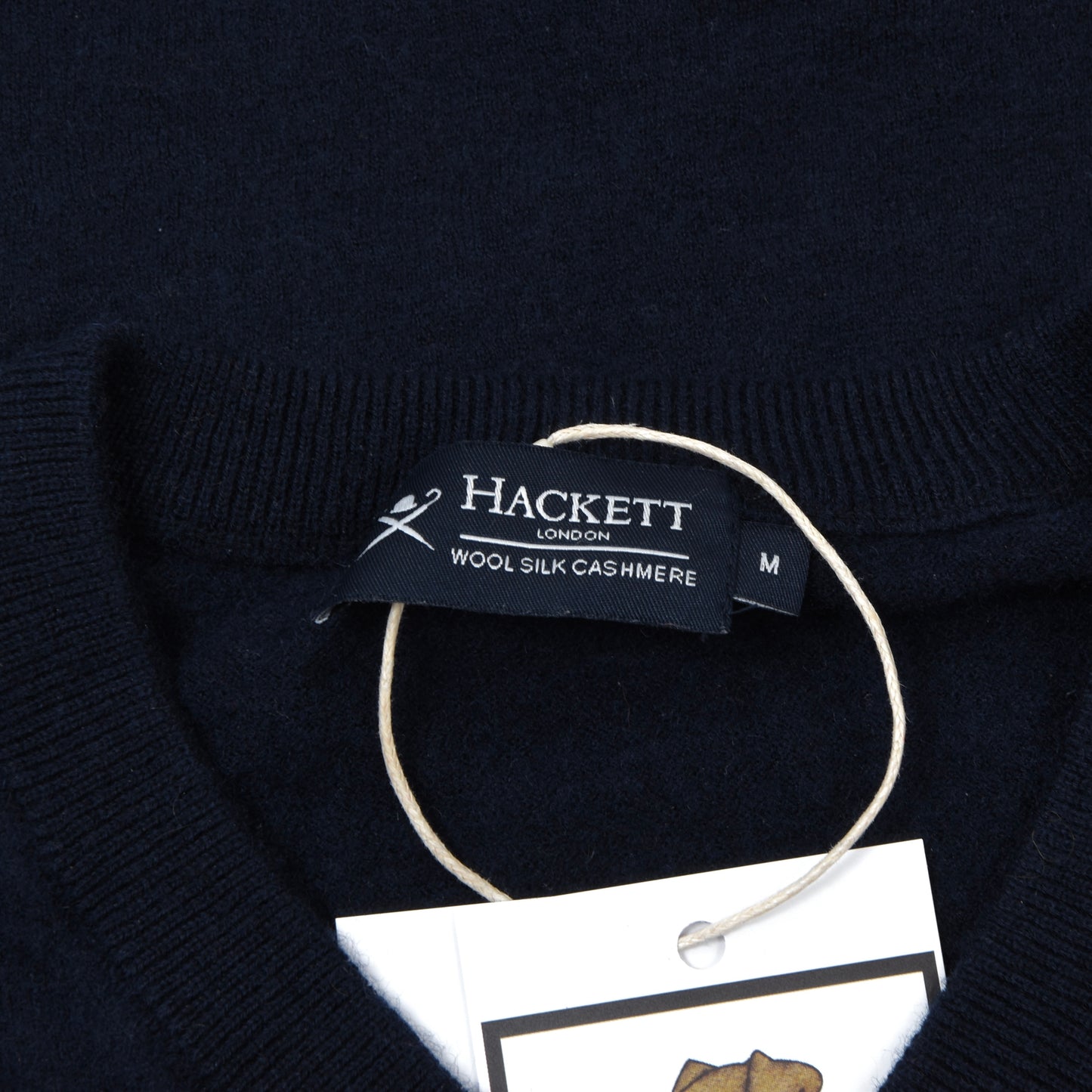 Hackett London Wool-Silk-Cashmere Sweater Size M ca. 48.5cm - Navy Blue