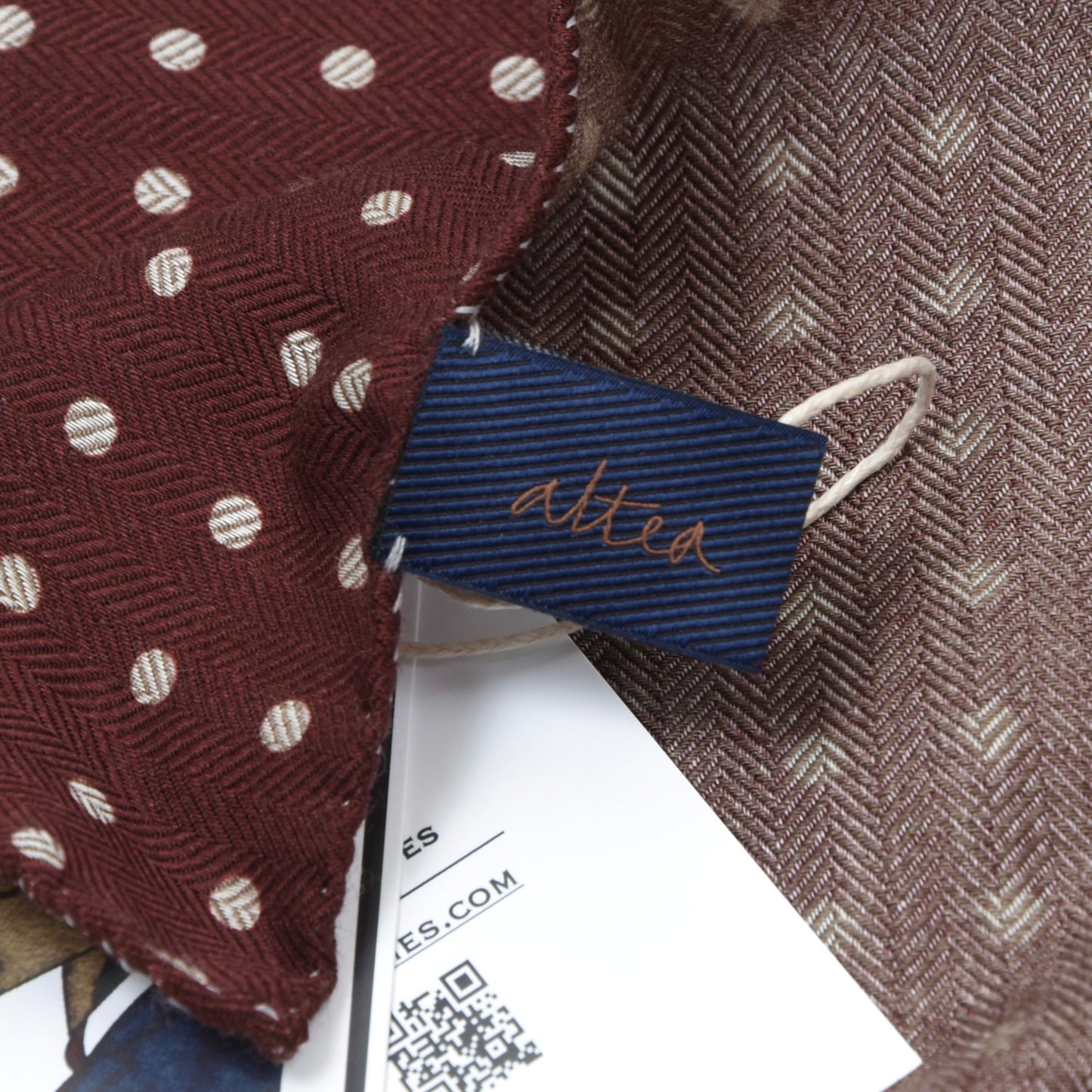 Altea Milano Wool-Silk Pocket Square - Burgundy Polka Dots