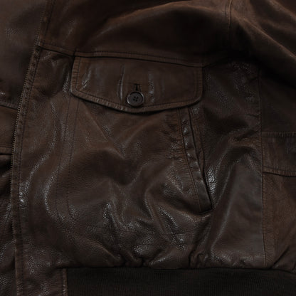 Paul & Shark Leather Bomber Jacket Feat. Shearling Collar Size M Chest ca. 61cm - Brown