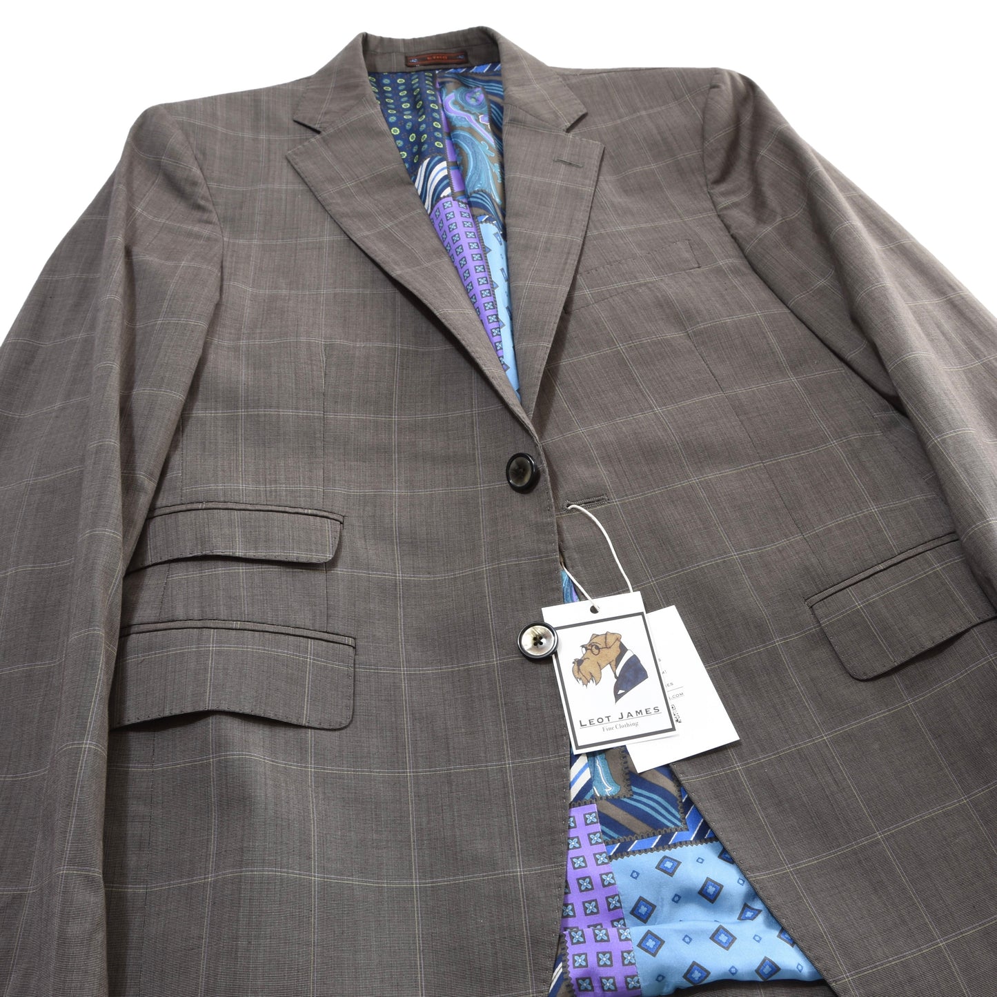 Etro Milano Wool-Cotton Suit Size 50 Chest ca. 52cm