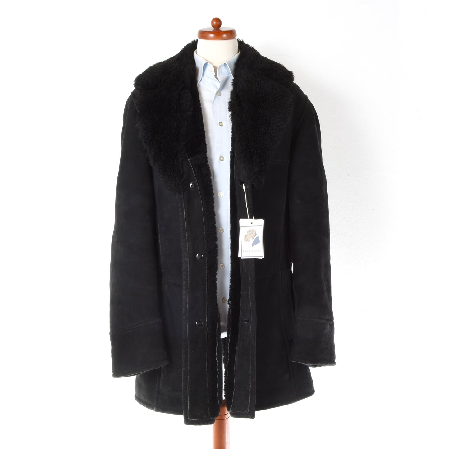 Vintage Jacques Olivier Paris Shearling Coat Chest ca. 61cm - Black