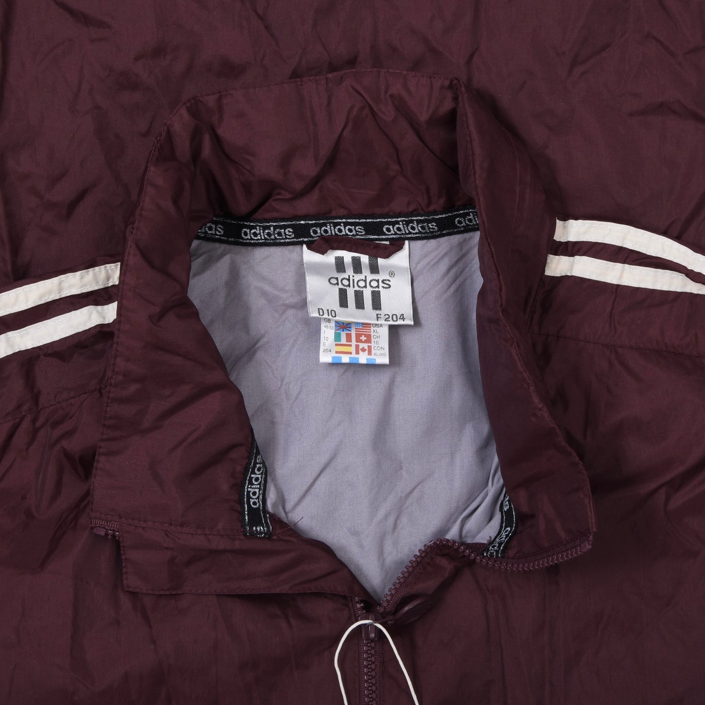 Vintage Adidas Nylon Regenjacke Größe D10 ca. 74cm - Burgund