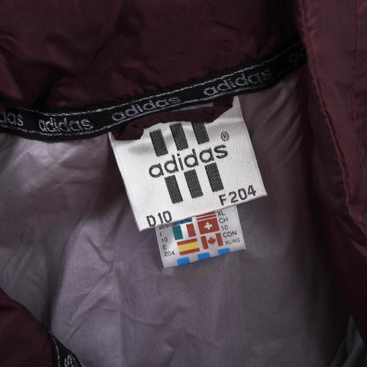 Vintage Adidas Nylon Regenjacke Größe D10 ca. 74cm - Burgund