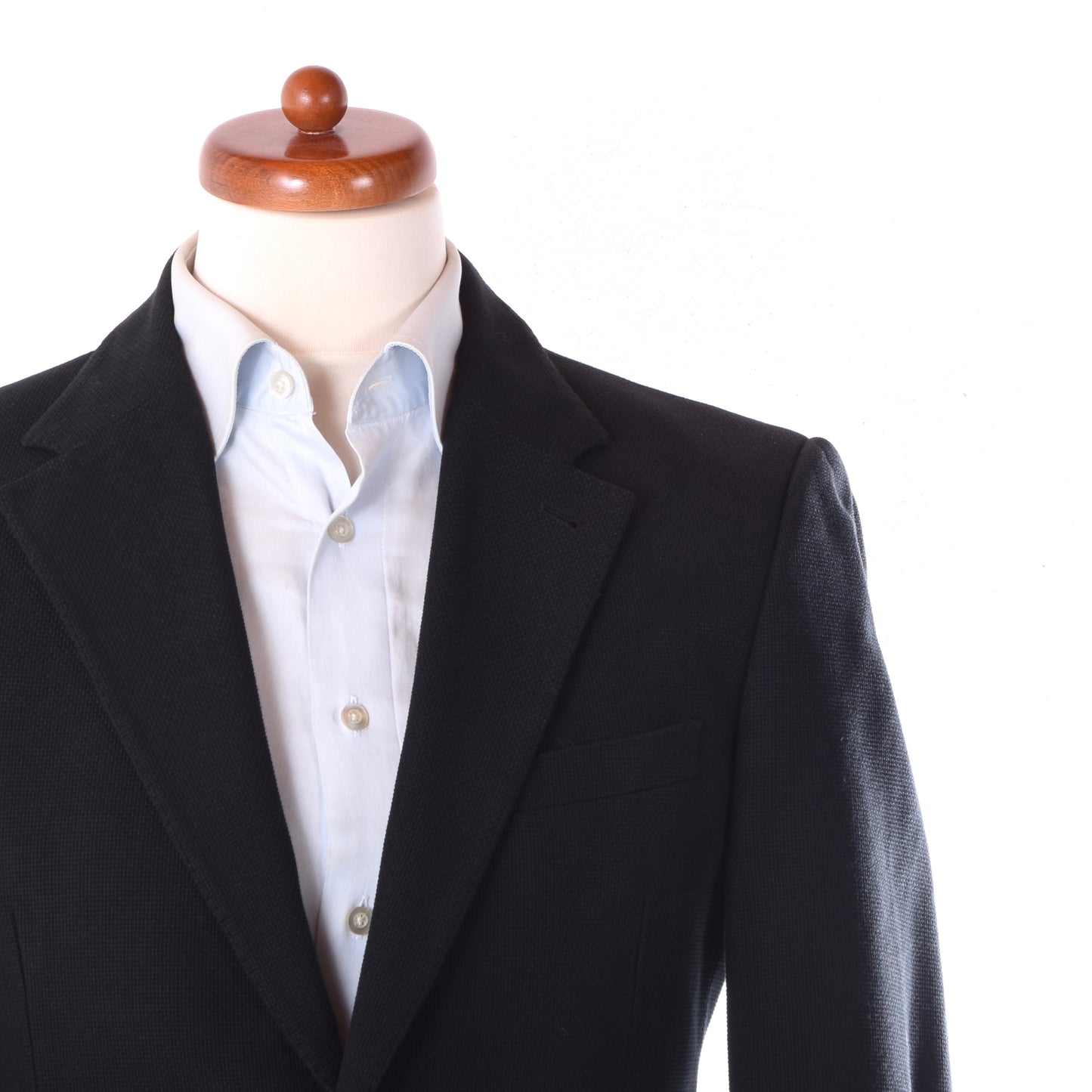 Calvin Klein Collection Linen Jacket Feat. Leather Collar Size 48/38 Chest ca. 51.5cm - Midnight