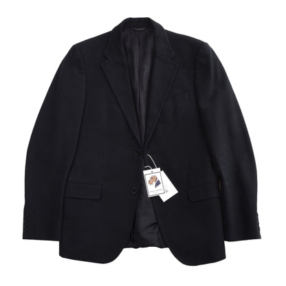 Calvin Klein Collection Linen Jacket Feat. Leather Collar Size 48/38 Chest ca. 51.5cm - Midnight