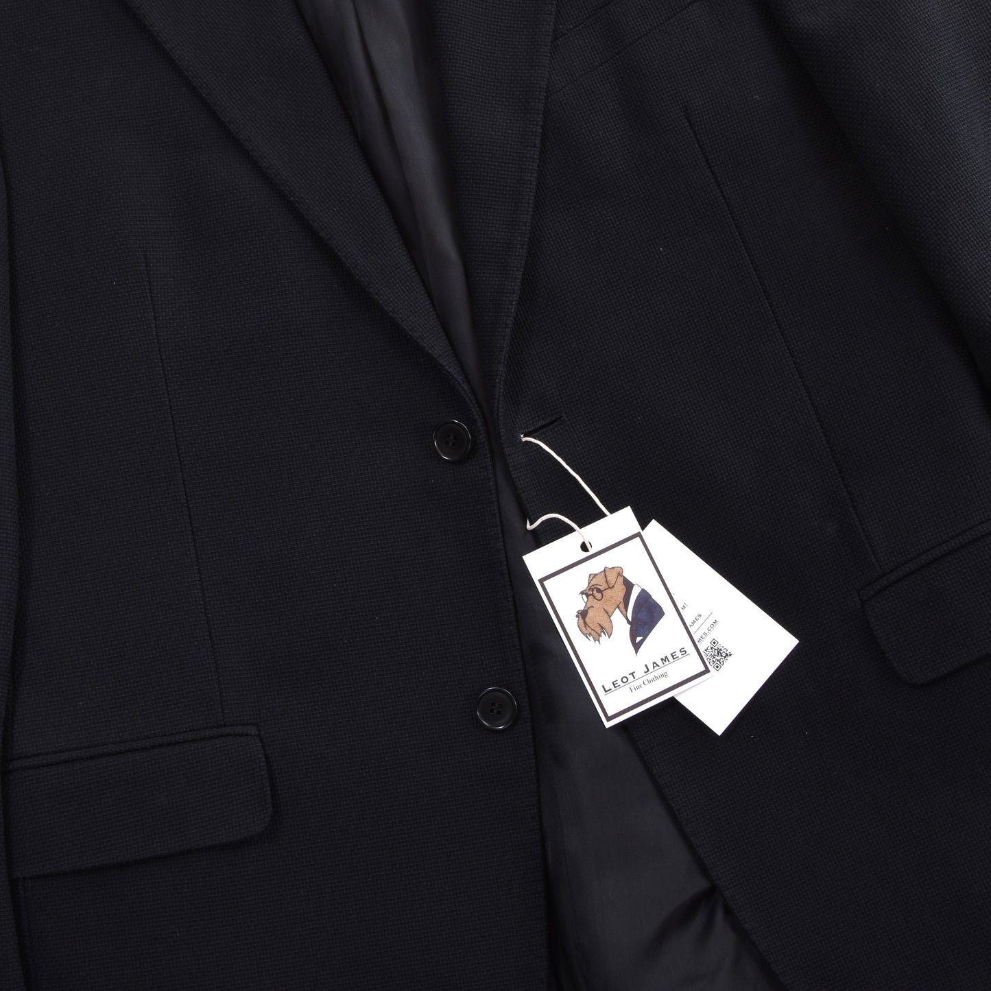 Calvin Klein Collection Linen Jacket Feat. Leather Collar Size 48/38 Chest ca. 51.5cm - Midnight