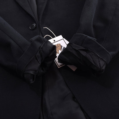 Calvin Klein Collection Linen Jacket Feat. Leather Collar Size 48/38 Chest ca. 51.5cm - Midnight