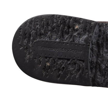 Ermenegildo Zegna Wildlederstiefel mit Lammfellfutter, Größe US 9 1/2 - Braun