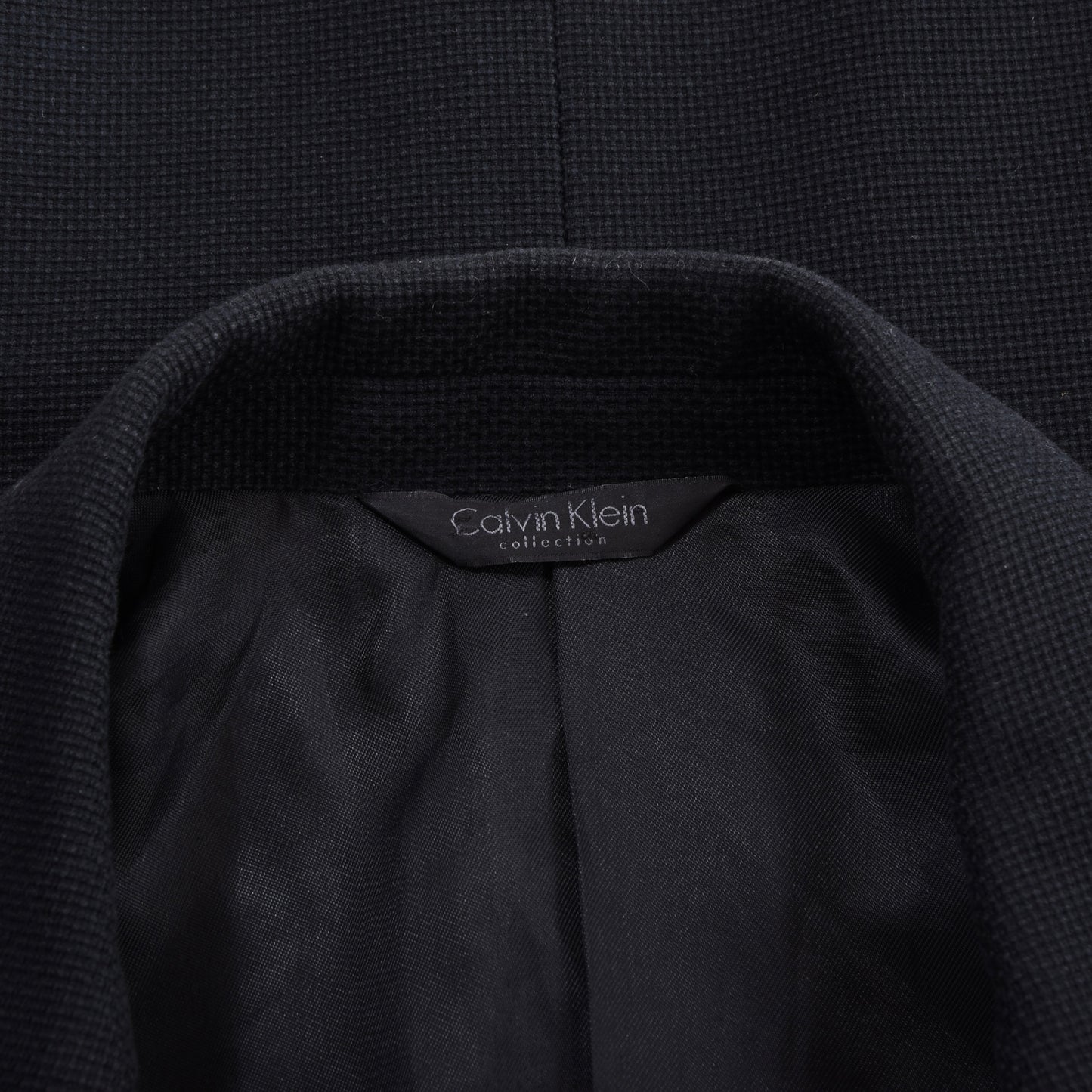 Calvin Klein Collection Linen Jacket Feat. Leather Collar Size 48/38 Chest ca. 51.5cm - Midnight