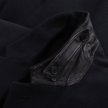 Calvin Klein Collection Linen Jacket Feat. Leather Collar Size 48/38 Chest ca. 51.5cm - Midnight