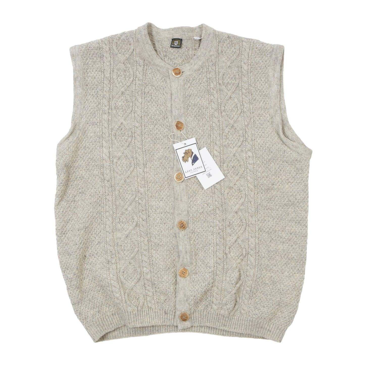 OS Trachten Wool Sweater Vest Size 54 Chest ca. 62cm - Natural