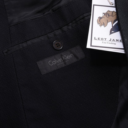 Calvin Klein Collection Linen Jacket Feat. Leather Collar Size 48/38 Chest ca. 51.5cm - Midnight