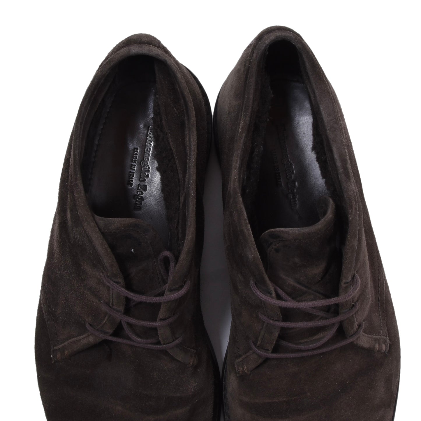 Ermenegildo Zegna Wildlederstiefel mit Lammfellfutter, Größe US 9 1/2 - Braun