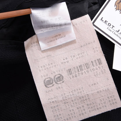 Calvin Klein Collection Linen Jacket Feat. Leather Collar Size 48/38 Chest ca. 51.5cm - Midnight