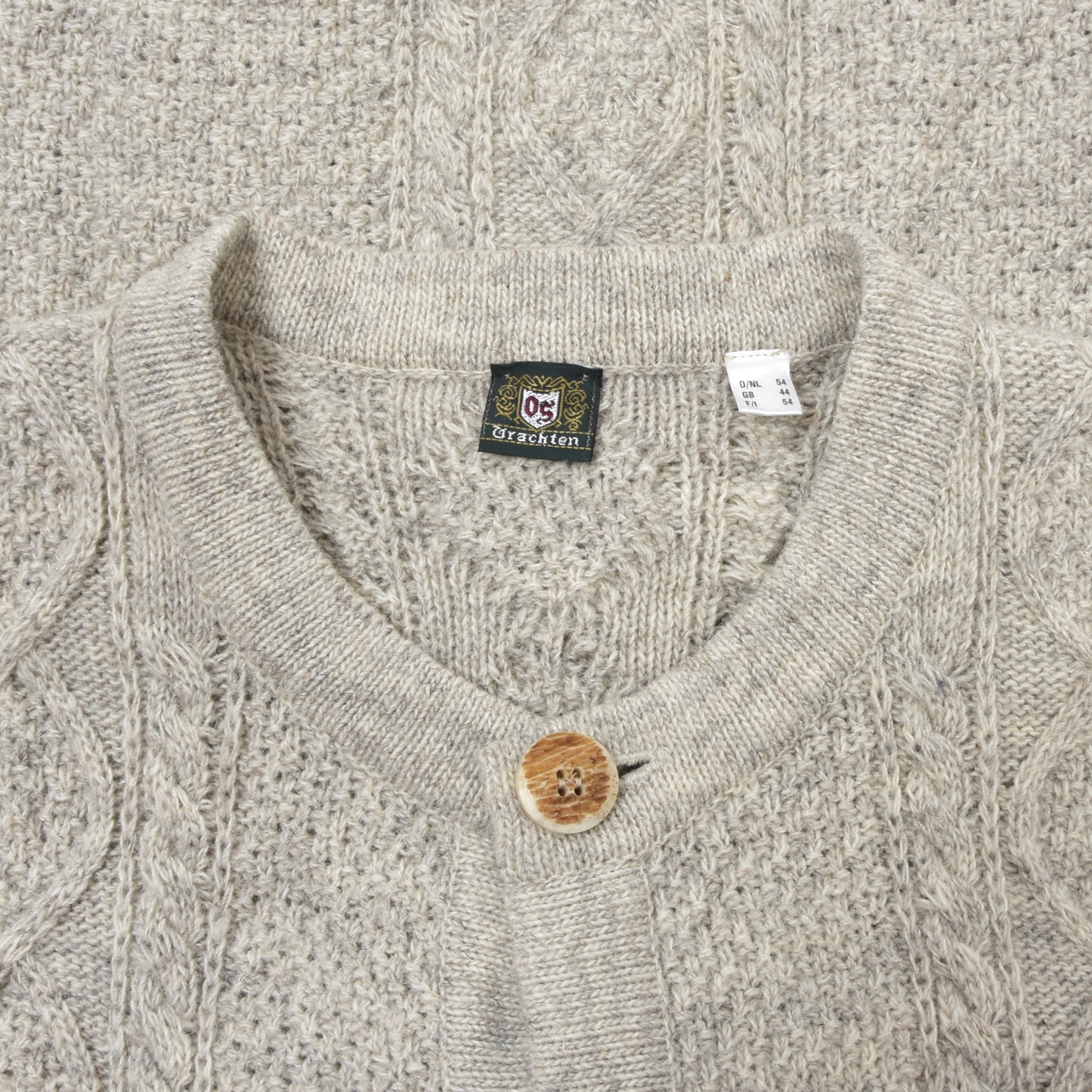 OS Trachten Wool Sweater Vest Size 54 Chest ca. 62cm - Natural