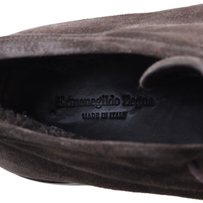 Ermenegildo Zegna Wildlederstiefel mit Lammfellfutter, Größe US 9 1/2 - Braun