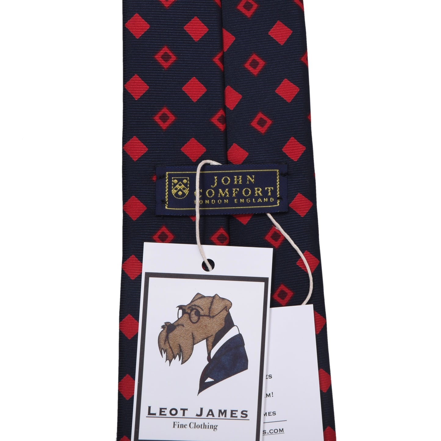 John Comfort Silk Tie ca. 140.5cm/9.8cm - Navy Diamonds