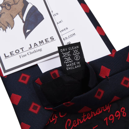 John Comfort Silk Tie ca. 140.5cm/9.8cm - Navy Diamonds