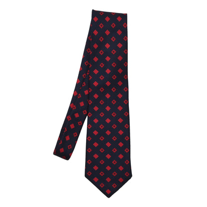 John Comfort Silk Tie ca. 140.5cm/9.8cm - Navy Diamonds