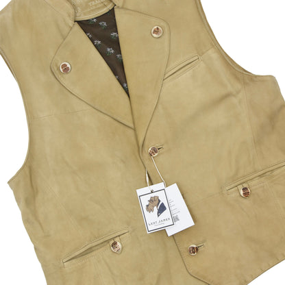 Original Amtmann Trachten Deerskin Vest/Trachtengilet Size 54 - Beige/Buff