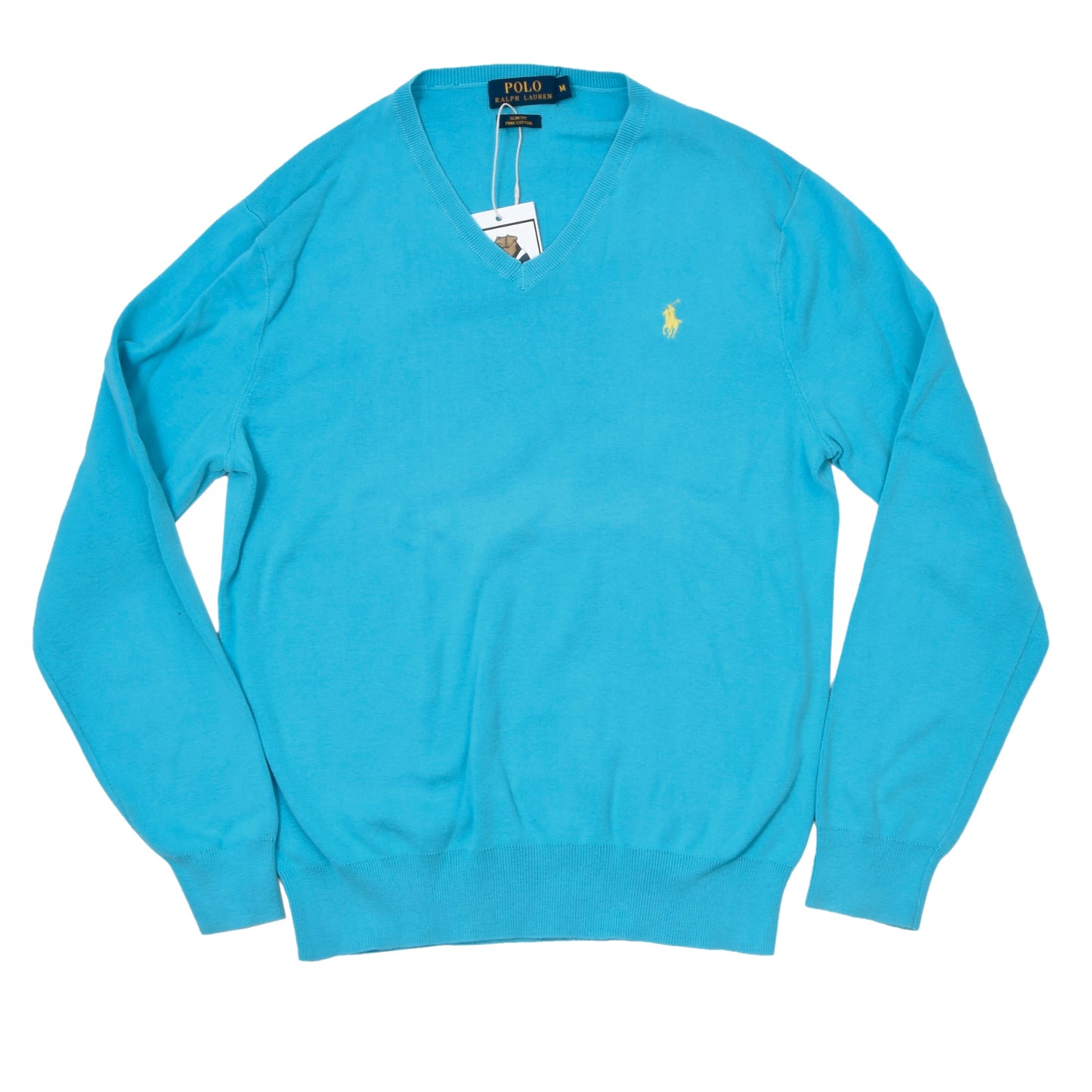 Polo Ralph Lauren Pima Cotton Sweater Size M Slim Fit ca. 49cm - Teal