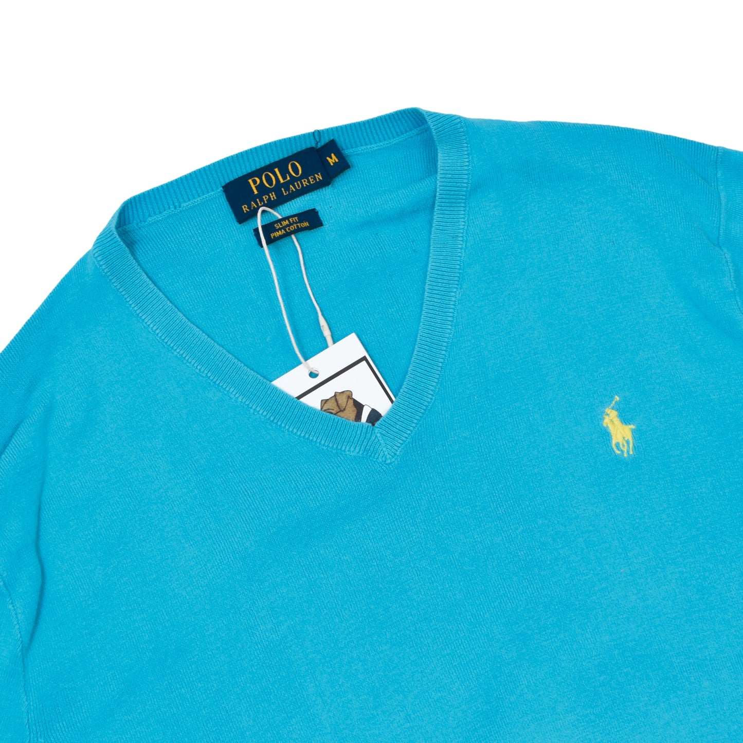 Polo Ralph Lauren Pima Cotton Sweater Size M Slim Fit ca. 49cm - Teal