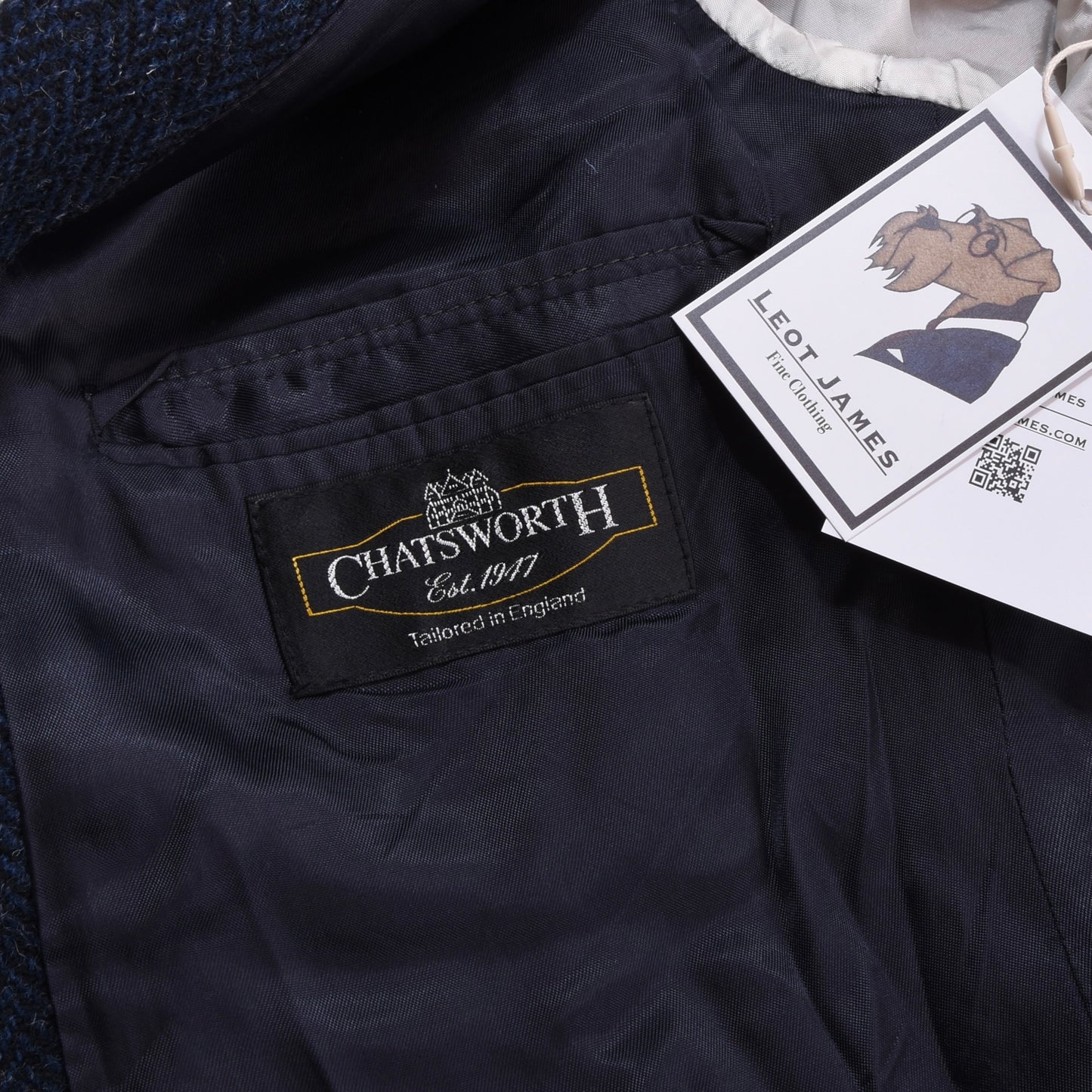 Chatsworth Vintage Harris Tweed Jacke Größe UK 44 Regular ca. 60cm - Blau