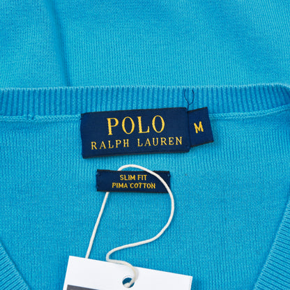 Polo Ralph Lauren Pima Cotton Sweater Size M Slim Fit ca. 49cm - Teal