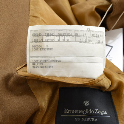 Ermenegildo Zegna 100% Cashmere Overcoat Size 50 Chest ca. 57.5cm - Tan