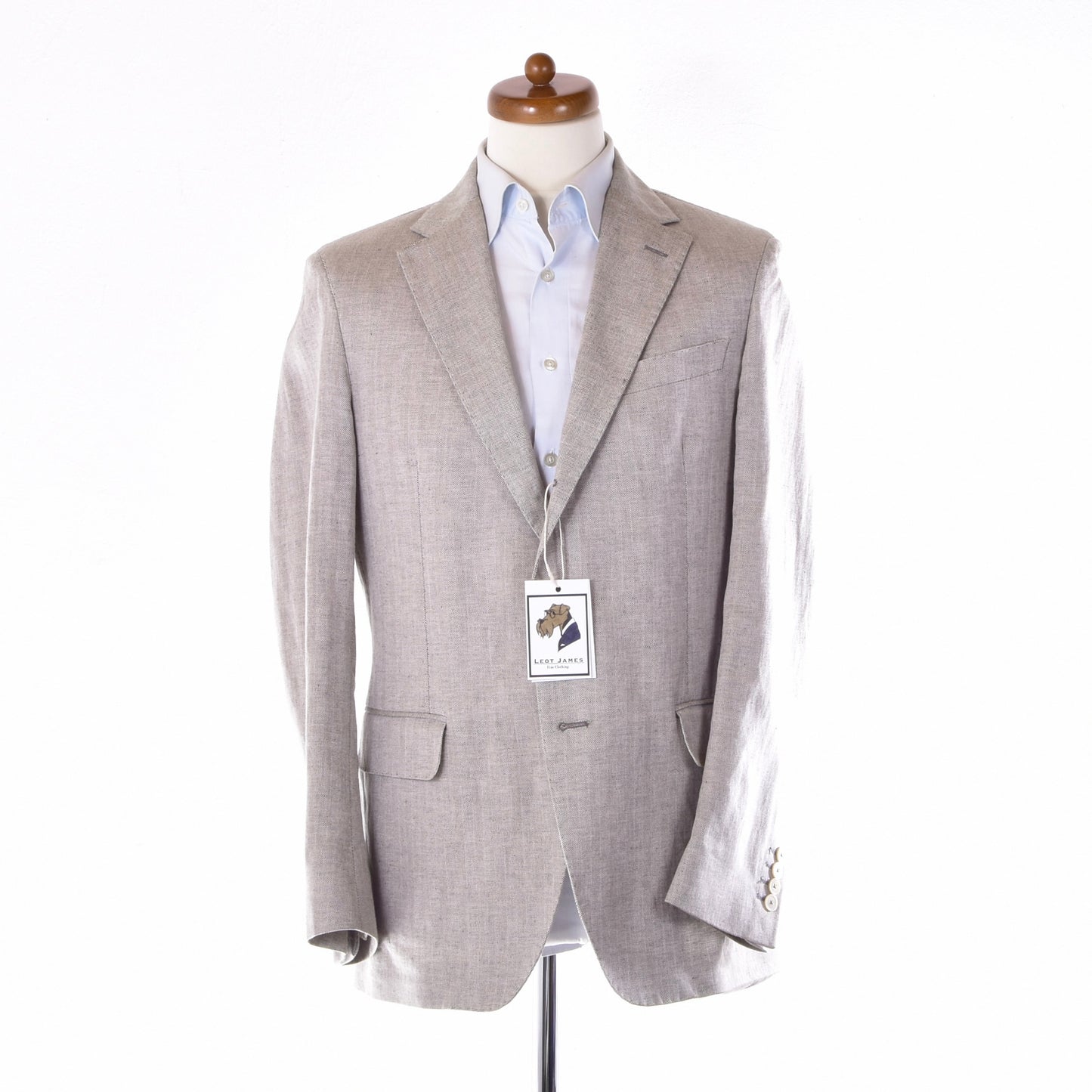 Paoloni Leinen-Baumwoll-Jacke Größe 50 ca. 55cm - Tan-Grau