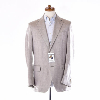 Paoloni Leinen-Baumwoll-Jacke Größe 50 ca. 55cm - Tan-Grau