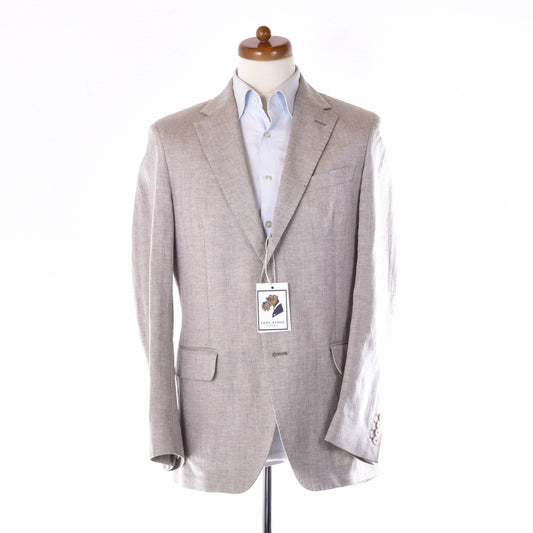 Paoloni Leinen-Baumwoll-Jacke Größe 50 ca. 55cm - Tan-Grau