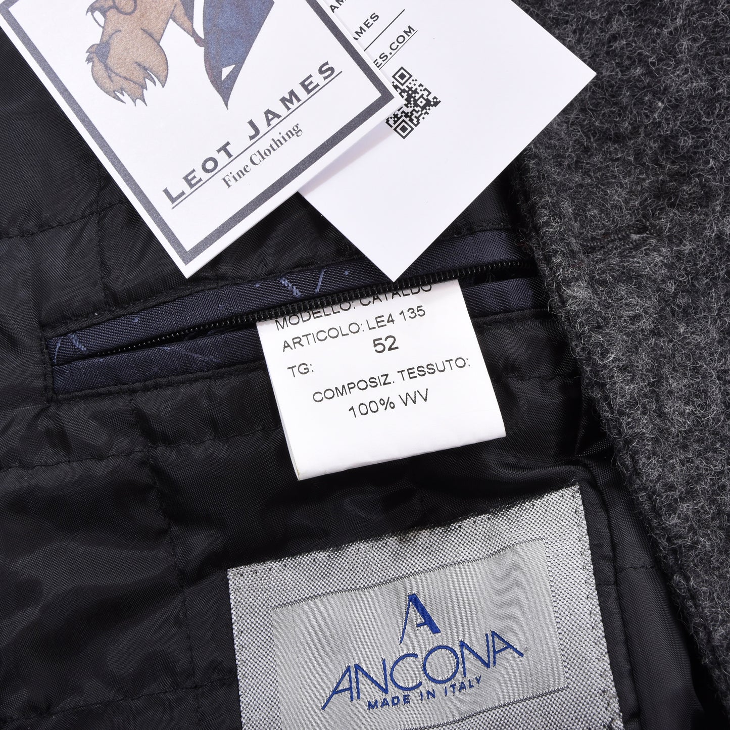 Ancona Wool Jacket Size 52 ca. 56cm - Grey