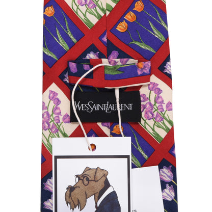Yves Saint Laurent Silk Tie ca. 144cm/9.5cm - Tulips
