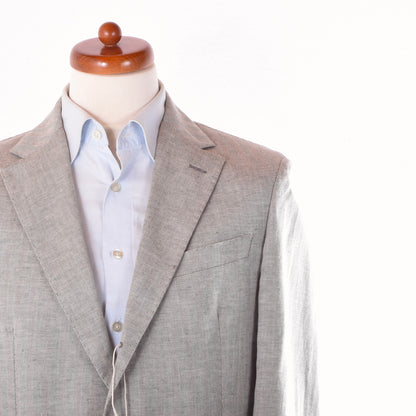 Paoloni Leinen-Baumwoll-Jacke Größe 50 ca. 55cm - Tan-Grau