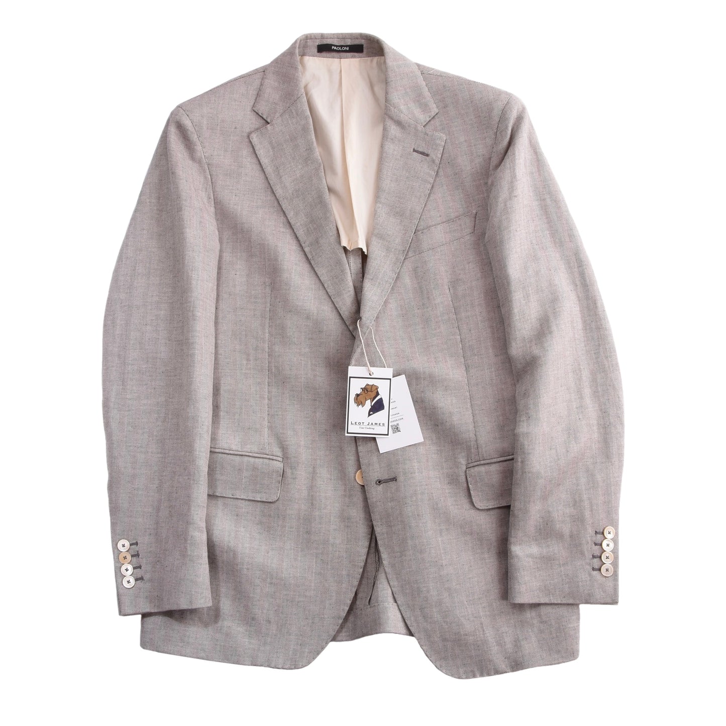 Paoloni Leinen-Baumwoll-Jacke Größe 50 ca. 55cm - Tan-Grau