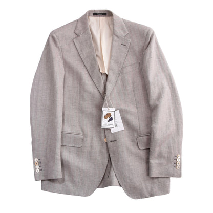Paoloni Leinen-Baumwoll-Jacke Größe 50 ca. 55cm - Tan-Grau