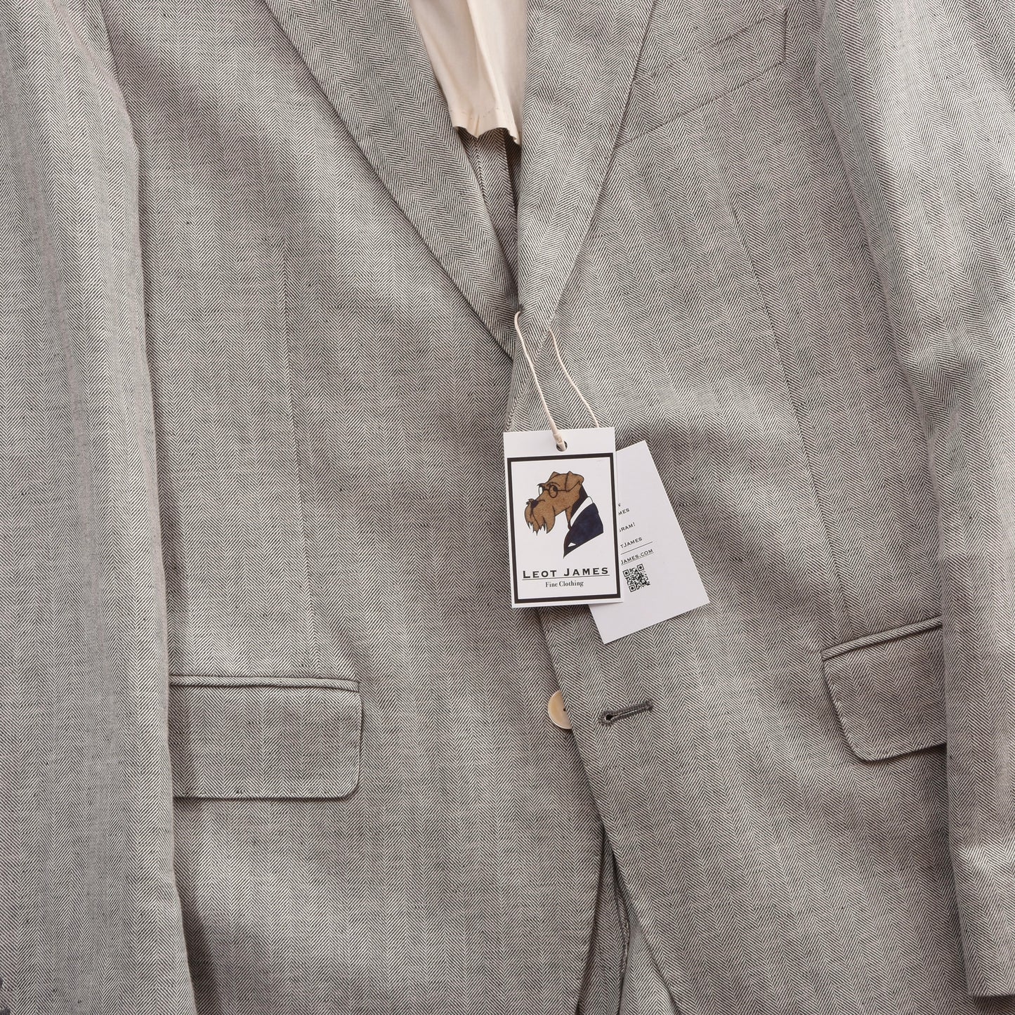 Paoloni Leinen-Baumwoll-Jacke Größe 50 ca. 55cm - Tan-Grau