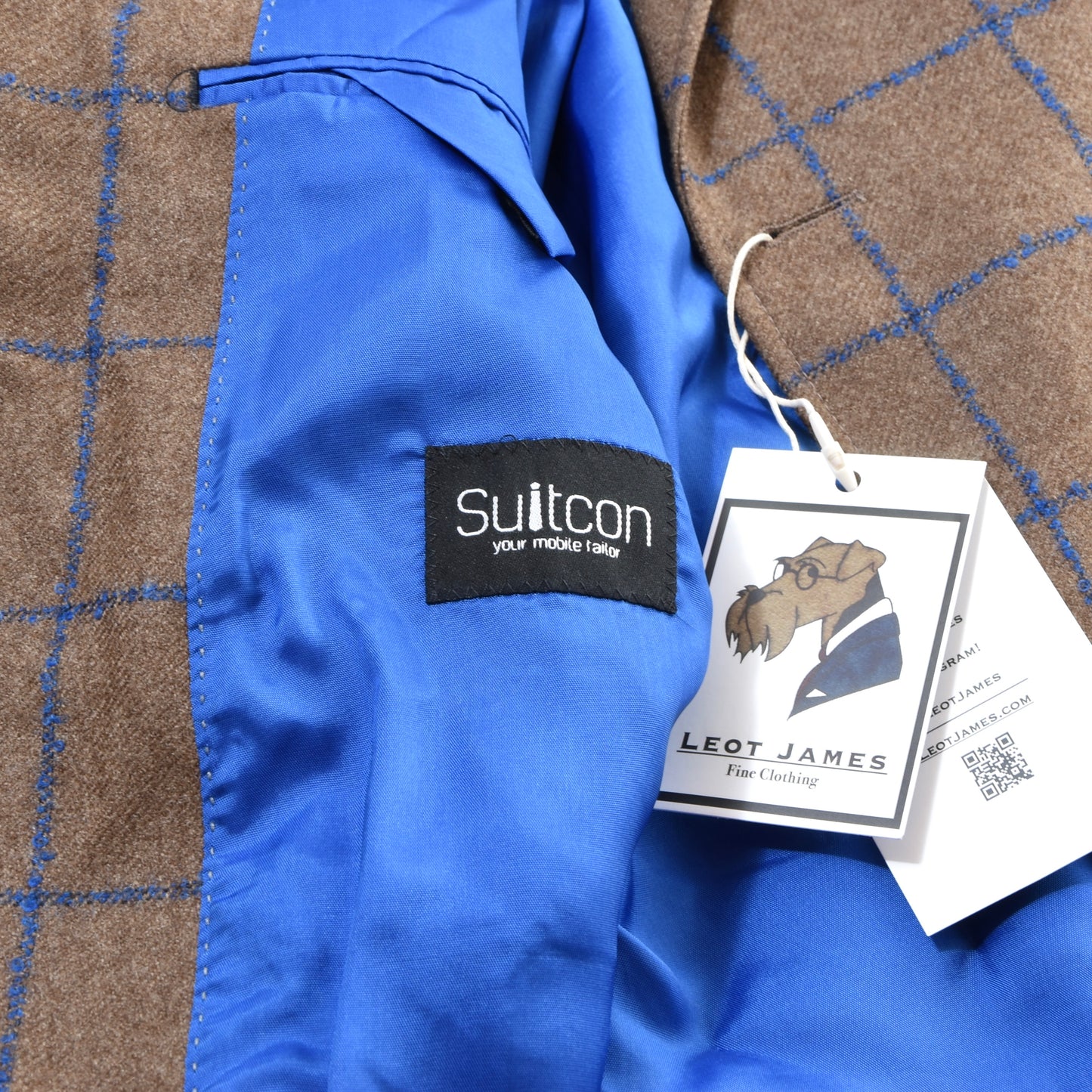 SUITCON Jacket ca. 59.5cm - Brown + Blue Windowpane