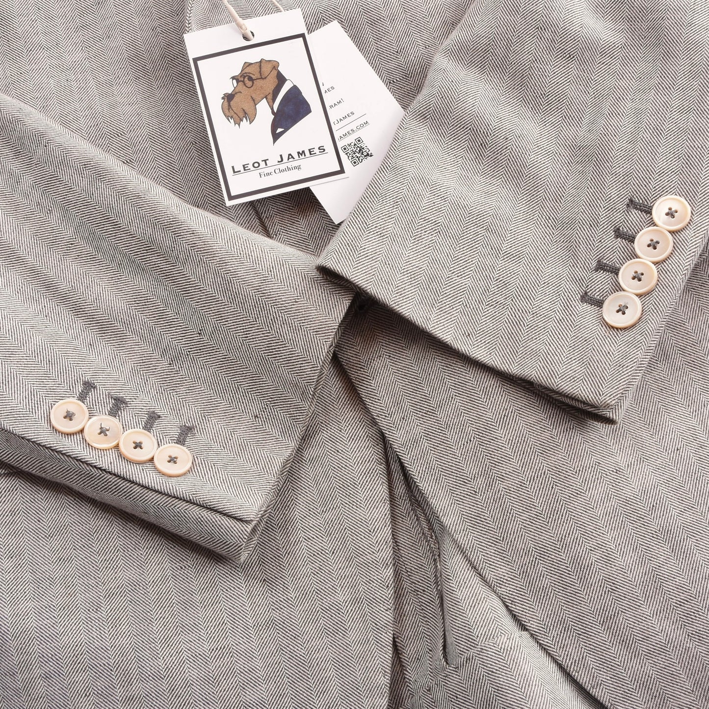Paoloni Leinen-Baumwoll-Jacke Größe 50 ca. 55cm - Tan-Grau